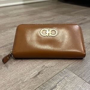 Salvatore Ferragamo Brown Continental Zip Wallet